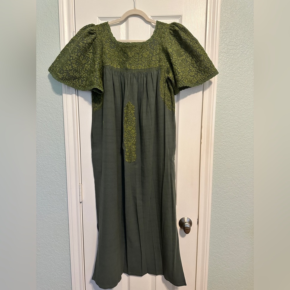 Julieta Mi Golondrina Green Midi Dress Small